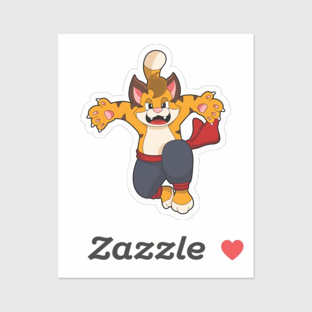 Tiger bei Martial Arts Karate Aufkleber (Blatt)