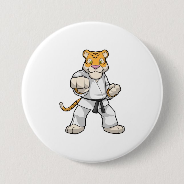 Tiger bei Martial Arts Karate Button (Vorderseite)