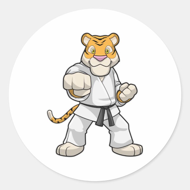 Tiger bei Martial Arts Karate Runder Aufkleber (Vorderseite)