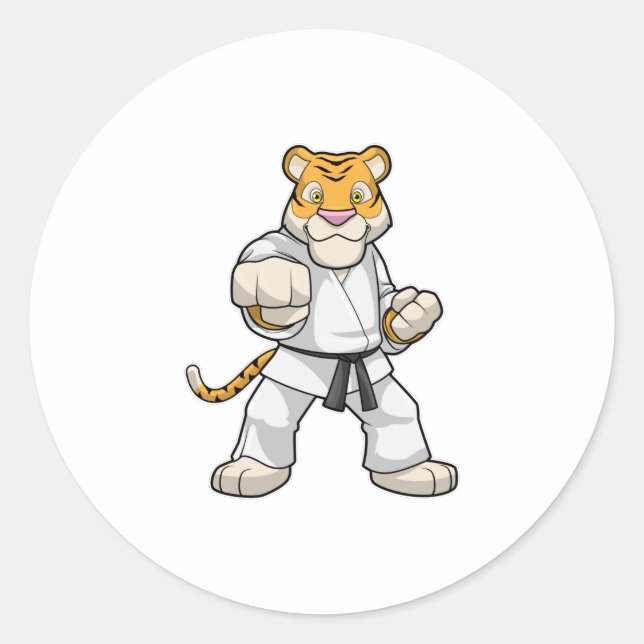 Tiger bei Martial Arts Karate Runder Aufkleber (Vorderseite)