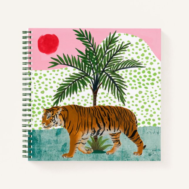 Tiger bei Sonnenaufgang Notizbuch (Vorderseite)