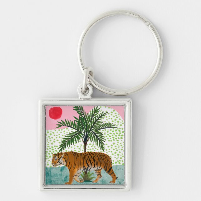 Tiger bei Sonnenaufgang Schlüsselanhänger (Vorne)