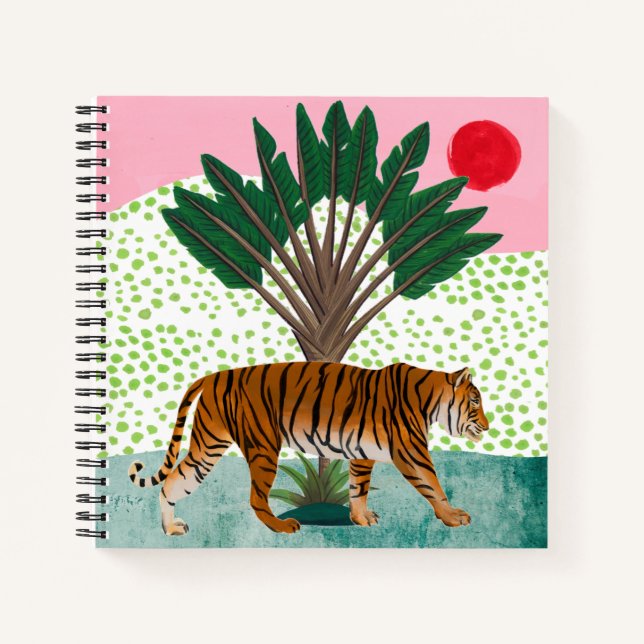 Tiger bei Sonnenuntergang Notizbuch (Vorderseite)
