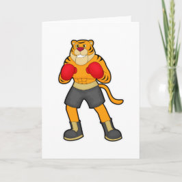 Tiger beim Boxen mit Boxhandschuhen Karte