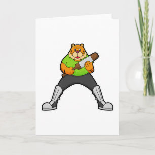 Tiger beim Cricket mit Cricket-Schläger Karte