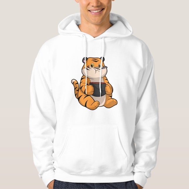 Tiger beim Essen mit Bowl Hoodie (Vorderseite)
