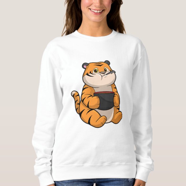 Tiger beim Essen mit Bowl Sweatshirt (Vorderseite)