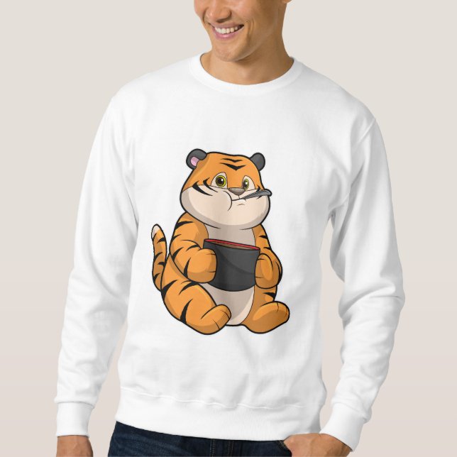 Tiger beim Essen mit Bowl Sweatshirt (Vorderseite)