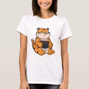 Tiger beim Essen mit Bowl T-Shirt