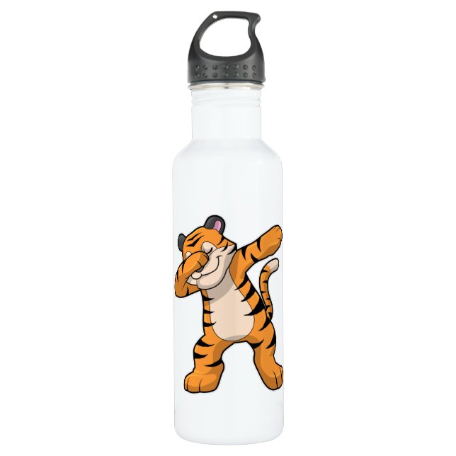 Tiger beim Hip Hop Dance Dab Edelstahlflasche (Vorderseite)