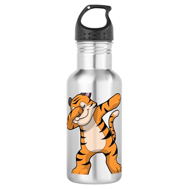 Tiger beim Hip Hop Dance Dab Edelstahlflasche (Vorderseite)