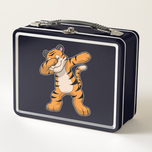 Tiger beim Hip Hop Dance Dab Metall Brotdose (Vorderseite)