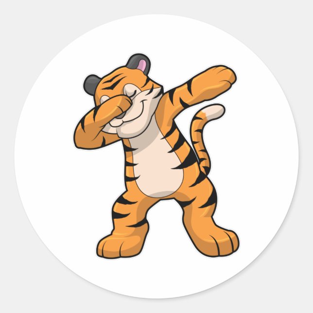 Tiger beim Hip Hop Dance Dab Runder Aufkleber (Vorderseite)