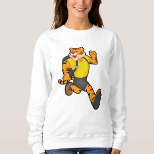 Tiger beim Laufen mit Rucksack Sweatshirt