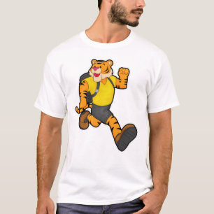Tiger beim Laufen mit Rucksack T-Shirt