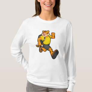 Tiger beim Laufen mit Rucksack T-Shirt