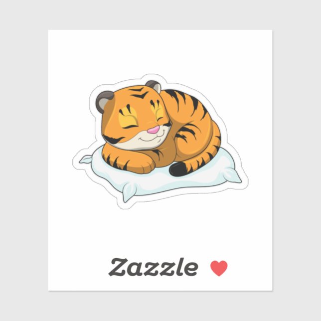 Tiger beim Schlafen mit Kissen Aufkleber (Blatt)