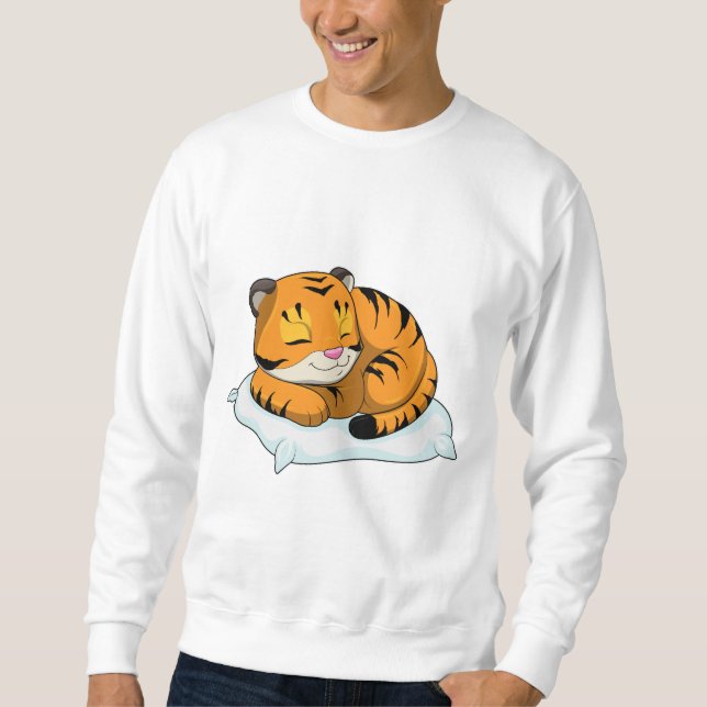 Tiger beim Schlafen mit Kissen Sweatshirt (Vorderseite)