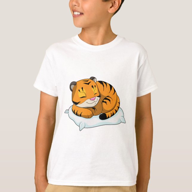 Tiger beim Schlafen mit Kissen T-Shirt (Vorderseite)