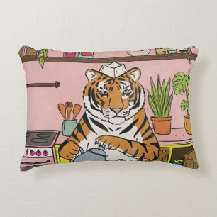 Tiger beim Teekochen Dekokissen