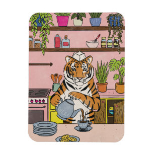 Tiger beim Teetrinken Magnet