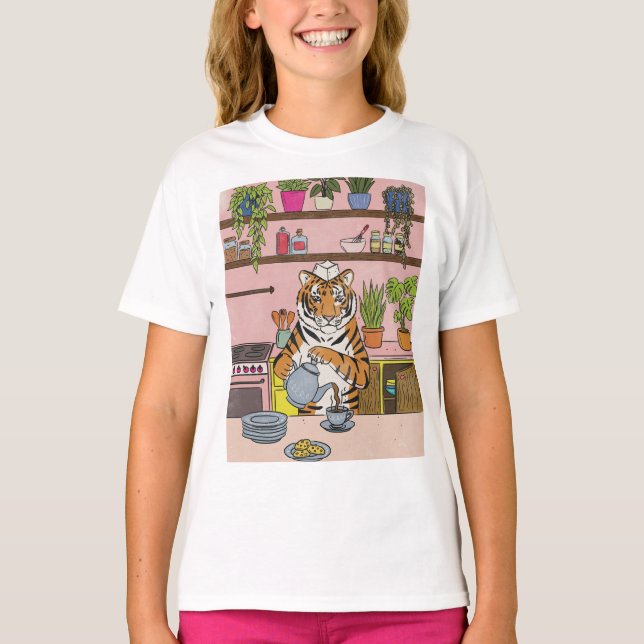 Tiger beim Teetrinken T-Shirt (Vorderseite)