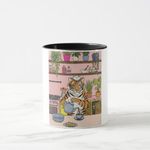 Tiger beim Teetrinken Tasse