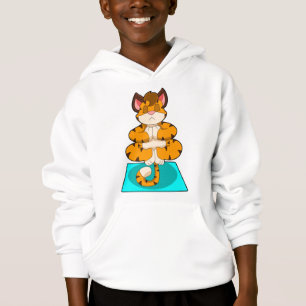 Tiger beim Yoga auf Yoga-Matte Hoodie