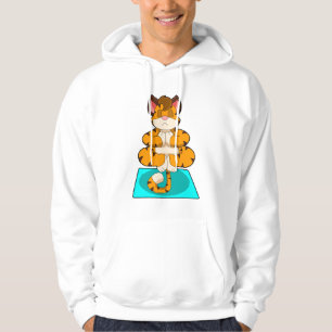 Tiger beim Yoga auf Yoga-Matte Hoodie