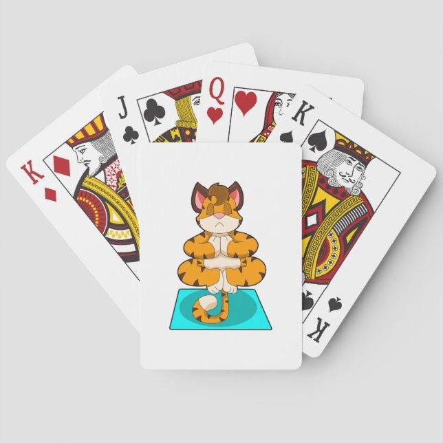 Tiger beim Yoga auf Yoga-Matte Spielkarten (Rückseite)