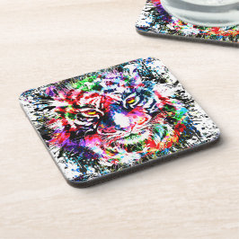 Tiger Beverage Coaster | Abstrakt Zeichnend Tiger Getränkeuntersetzer