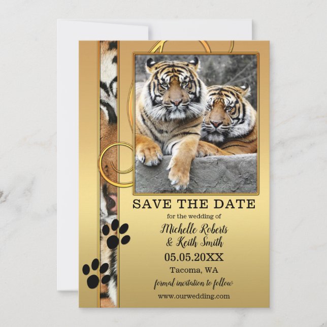 Tiger Big Cats Foto Save the Date Karte (Vorderseite)