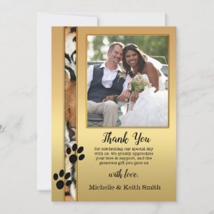 Tiger Big Cats Mariage photo Carte de remerciement