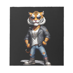 Tiger Biker Rebel im Coolen LederJacket-Stil Notizblock