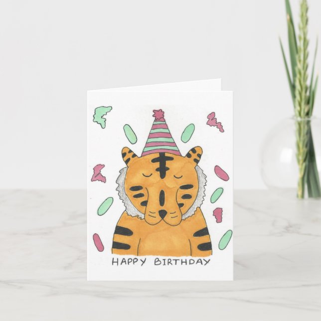 Tiger Birthday Card Karte (Vorderseite)