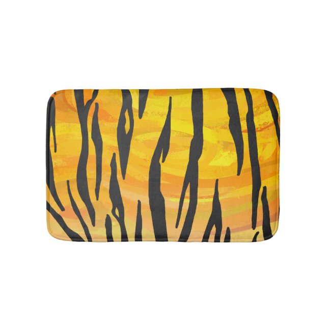 Tiger Black and Orange Print Badematte (Vorderseite)