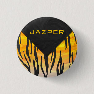 Tiger Black and Orange Print Button