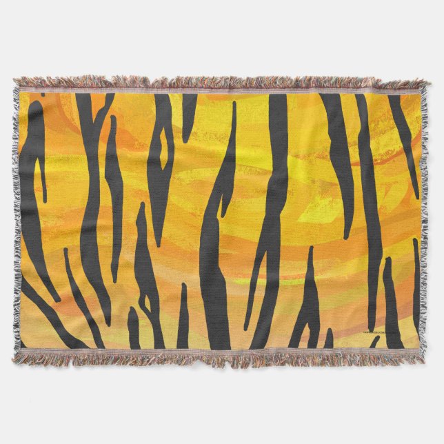 Tiger Black and Orange Print Decke (Vorderseite)