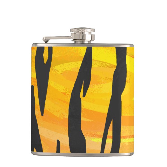 Tiger Black and Orange Print Flachmann (Vorderseite)