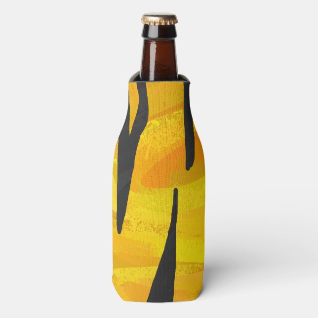 Tiger Black and Orange Print Flaschenkühler (Flaschenvorderseite)