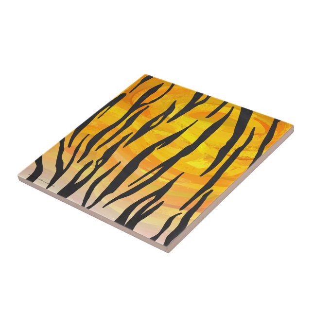 Tiger Black and Orange Print Fliese (Seite)
