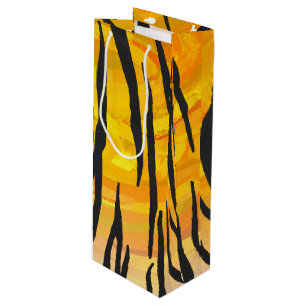 Tiger Black and Orange Print Geschenktüte Für Weinflaschen