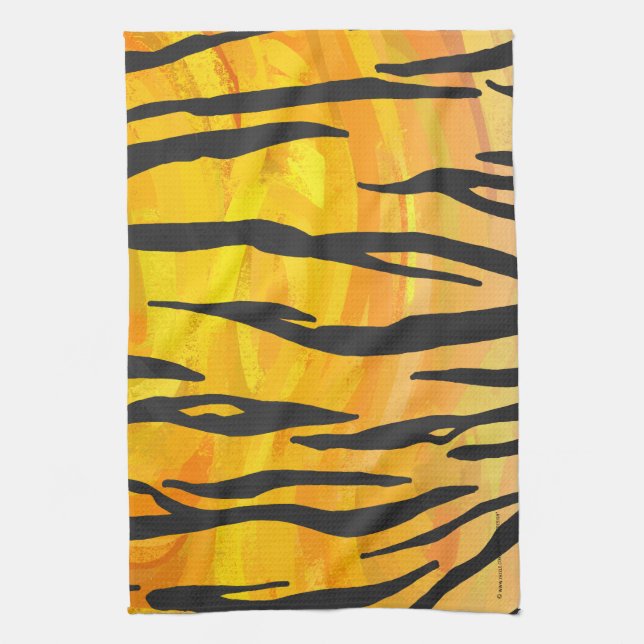 Tiger Black and Orange Print Geschirrtuch (Vertikal)