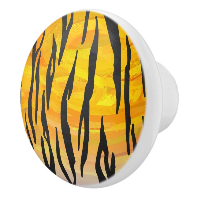 Tiger Black and Orange Print Keramikknauf (Rechts)