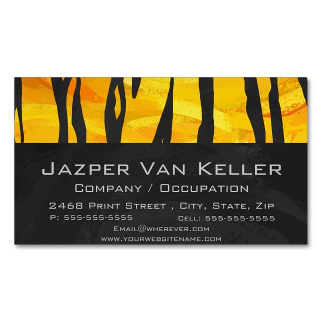 Tiger Black and Orange Print Magnetische Visitenkarte (Vorderseite)