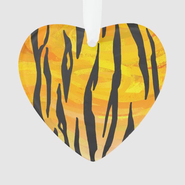 Tiger Black and Orange Print Ornament (Vorderseite)