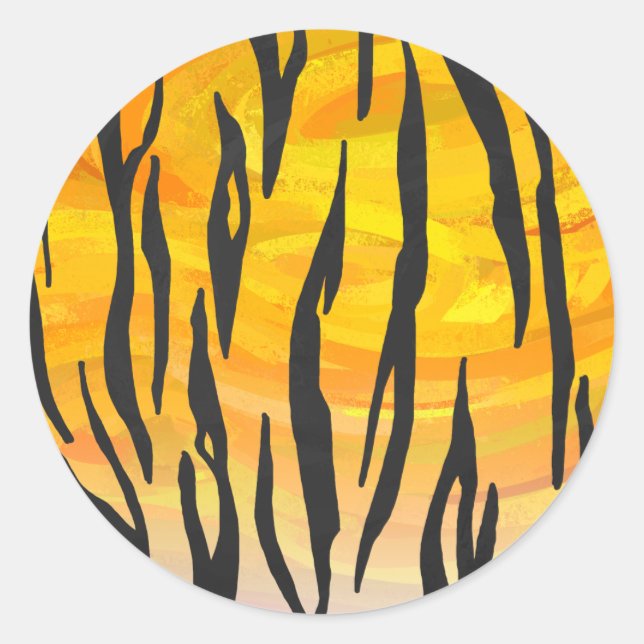 Tiger Black and Orange Print Runder Aufkleber (Vorderseite)
