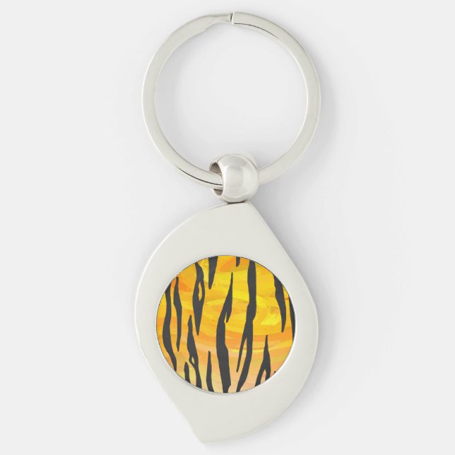 Tiger Black and Orange Print Schlüsselanhänger (Vorderseite)