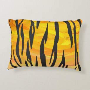 Tiger Black and Orange Print Zierkissen