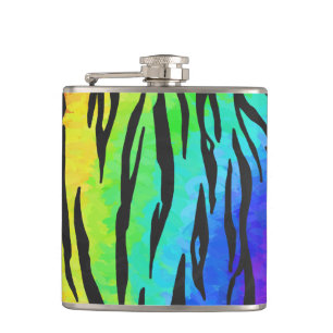 Tiger Black and Rainbow-Geschenke Flachmann